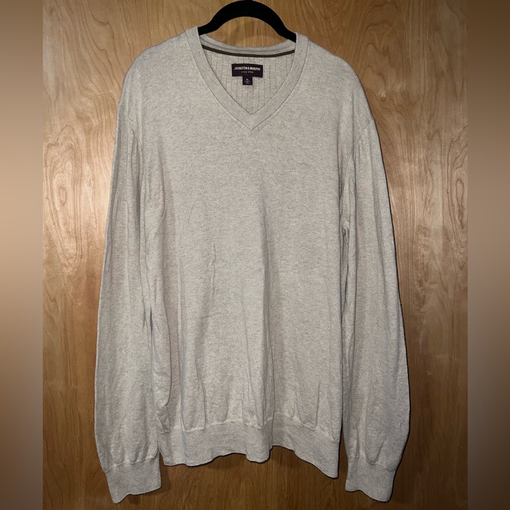 Johnston & Murphy Light Gray V-Neck Sweater for Men